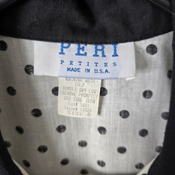 Peri Petites Vtg 80s Polka Dot Button Down Pencil Dress Size 8 Pinup Housewife - Picture 4 of 5